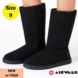 NEW w TAGS 🏷️ AIRWALK Black Winter Faux Fur Calf High Boots (Women’s Size 9)